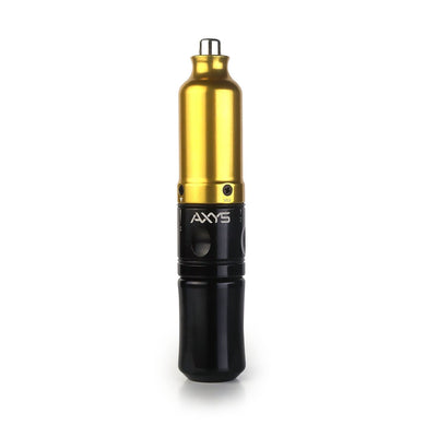 A gold pen tattoo machine. The Axys Valhalla Tattoo Machine is available now. 