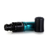 A Teal Axys Valhalla Pen Machine horizontally laying on a table top.  
